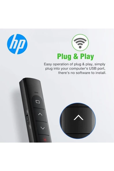 Daytona Hp SS10 Wireless Presentation Flip Pen Kalem Pilli Kablosuz Lazer Sunum Kumandası - 3