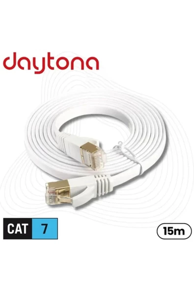 Daytona Cat7 Gigabit Flat Ethernet Rj45 Modem 10gbps 600mhz Internet Kablosu (15 METRE) A4964