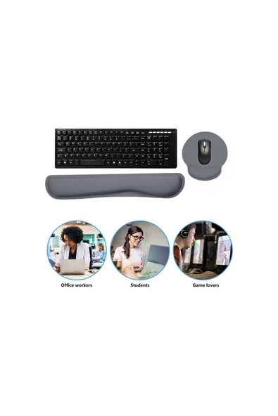 Daytona Mps Ergonomik Klavye Bilek Desteği Ve Yuvarlak Mousepad Seti Gri - 2