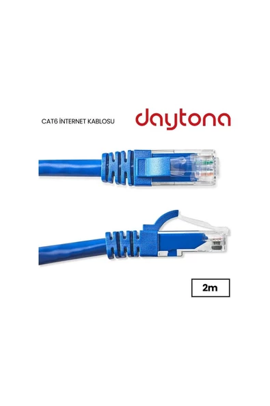 Daytona Cat6 Gigabit Internet Ethernet 10gbps Rj45 Lan Kablosu 2 Metre (2 ADET) A4938