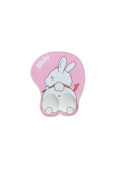 Daytona Desenli Ergonomik Desenli Mouse Pad Ve Bilek Desteği Set Pembe - Tavşan - 4