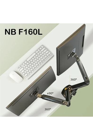 North Bayou Nb F160l Ayarlanabilir Amortisörlü Laptop Standı Ve Ergonomik Monitör Standı - Tutucu 17 Siyah