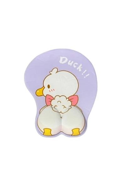 Daytona Desenli Ergonomik Desenli Mouse Pad Ve Bilek Desteği Set Mor - Ördek - 4