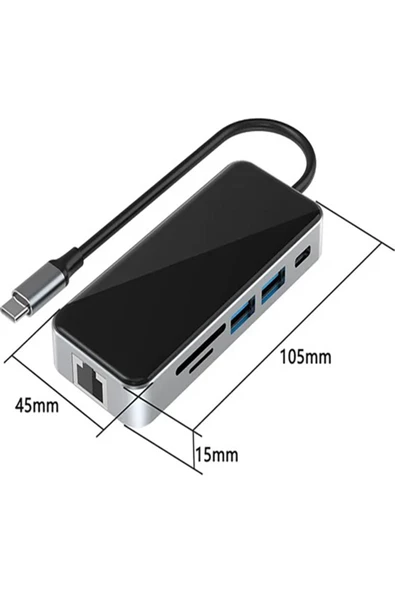 Daytona Hc-76 10ın1 Macbook Uyumlu Usb 3.0-type-c-rj45-hdmı-sdkart Çevirici Dönüştürücü Adaptör - Resim 2