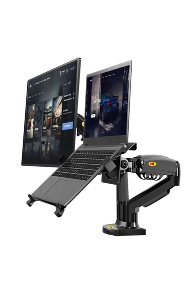North Bayou Nb F160l Ayarlanabilir Amortisörlü Laptop Standı Ve Ergonomik Monitör Standı - Tutucu 17 Siyah - 3