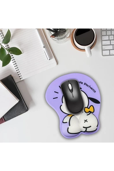 Daytona Desenli Ergonomik Desenli Mouse Pad Mor - Köpek Desenli - 4