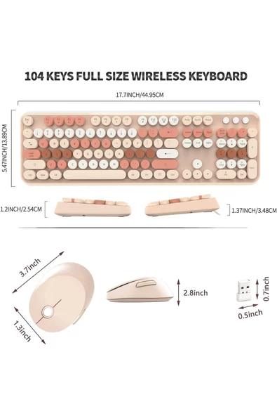 Daytona Mofii Sweet 104 tuşlu PC Notebook Macbook Uyumlu Renkli Klavye Mouse Set Kahve - 2