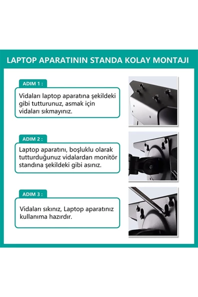 North Bayou Nb F160l Ayarlanabilir Amortisörlü Laptop Standı Ve Ergonomik Monitör Standı - Tutucu 17 Siyah - 2