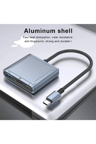 Daytona Dp-01 Type-c To Displayport Multifunction 8k 60hz Çevirici Dönüştürücü Aktarıcı Adaptör - 4