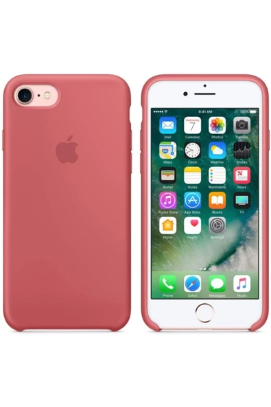 Daytona Apple 7/8 Uyumlu Silikon Ultra Slim Mikrofiber Astarlı Telefon Kılıfı Camellia Nar Çiçeği - 2
