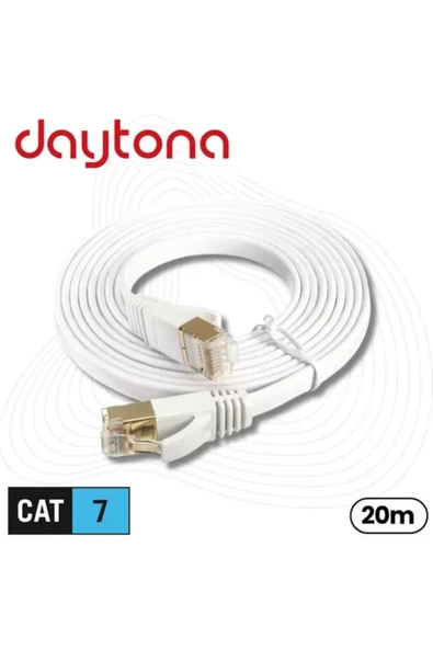 Daytona Cat7 Gigabit Flat Ethernet Rj45 Modem 10gbps 600mhz Internet Kablosu (20 METRE) A4453