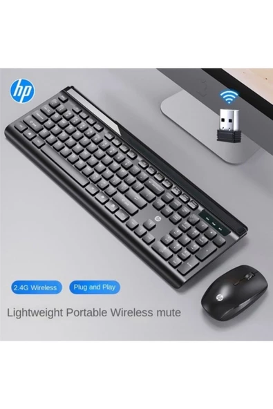 HP CS500 Kablosuz Klavye Mouse 2,4G kablosuz Tak Çalıştır Şık Tasarım Türkçe Q Klavye Siyah - 4