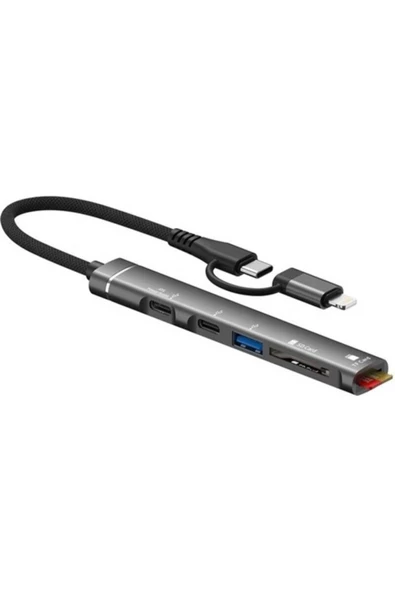 Daytona Hc-13fl Macbook Uyumlu Type C Usb To Usb 3.0 Type-c Sd/tf 5 Port Çevirici Adaptör