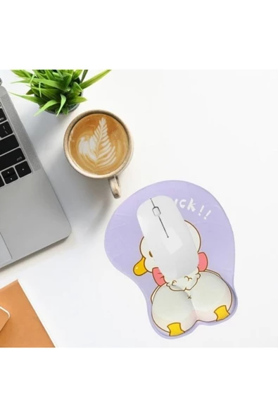 Daytona Desenli Ergonomik Desenli Mouse Pad Ve Bilek Desteği Set Mor - Ördek - 2