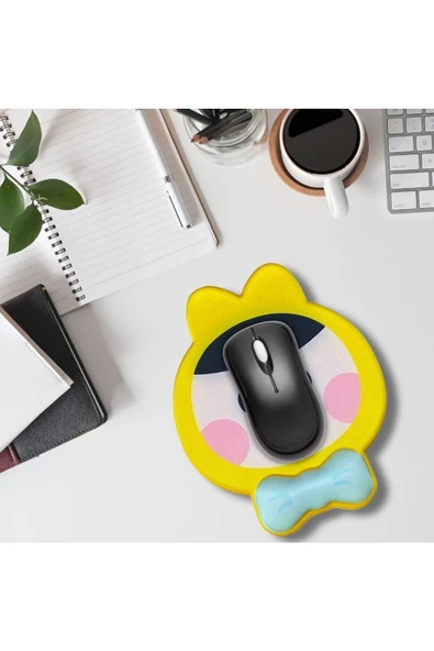 Daytona Desenli Ergonomik Desenli Mouse Pad Sarı - Kız Desenli - 4