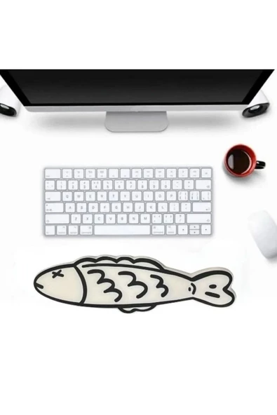 Daytona Desenli Ergonomik Desenli Mouse Pad Ve Bilek Desteği Set - Beyaz-balık - 3