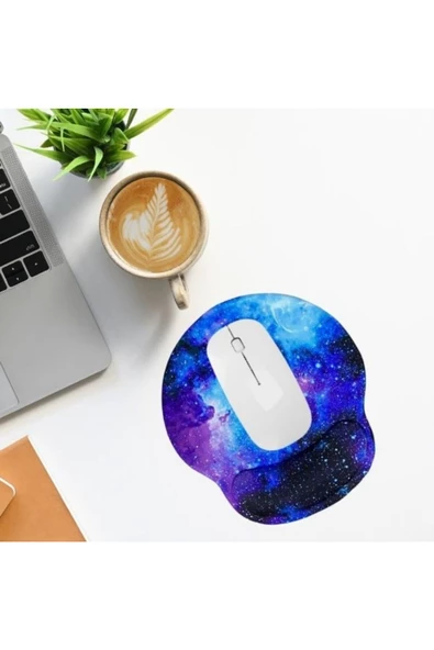 Daytona Desenli Ergonomik Desenli Mouse Pad Ve Bilek Desteği Set Mavi - Uzay - 2