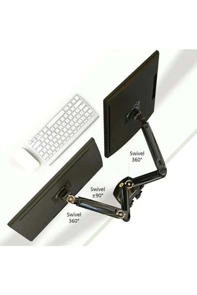Daytona North Bayou Nb F160 17-27 " Çift Kol Amortisörlü 2023 Yeni Tasarım Vesa Monitör Standı - 2