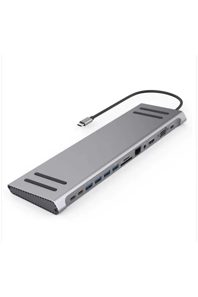 Daytona Mst-14u 14ın1 Stand Özellikli Type-c Hub Usb 3.0-sd/tf-rj45-hdmı-vga-usb-c 60w Dönüştürücü