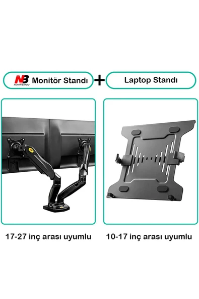Daytona North Bayou Nb F160l UyumluAmortisörlü 17"-27" Monitör Tutucu Ve 10"-17" Laptop Standı 2023 Tasarım - 5