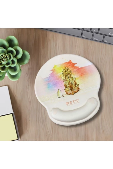 Daytona Desenli Ergonomik Desenli Mouse Pad Krem - Kedi Ejderha Desenli - 3