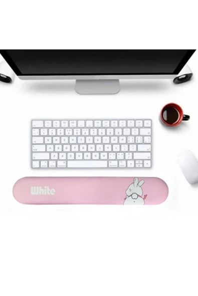Daytona Desenli Ergonomik Desenli Mouse Pad Ve Bilek Desteği Set Pembe - Tavşan - 3