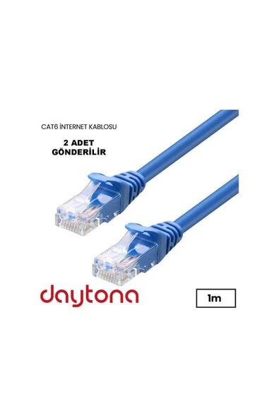 Daytona Cat6 Gigabit Internet Ethernet 10gbps Rj45 Lan Kablosu 1 Metre (2 ADET) A4937