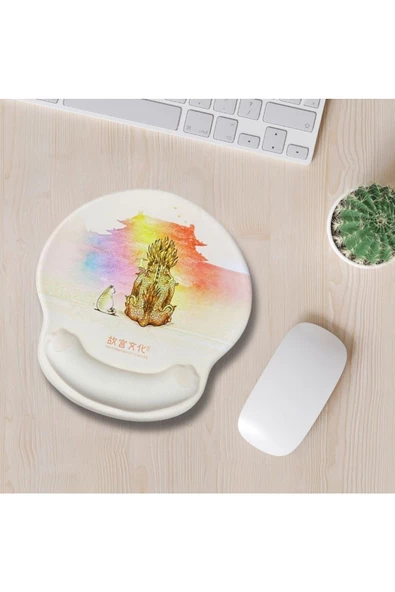 Daytona Desenli Ergonomik Desenli Mouse Pad Krem - Kedi Ejderha Desenli - 2
