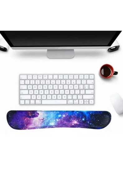 Daytona Desenli Ergonomik Desenli Mouse Pad Ve Bilek Desteği Set Mavi - Uzay - 3