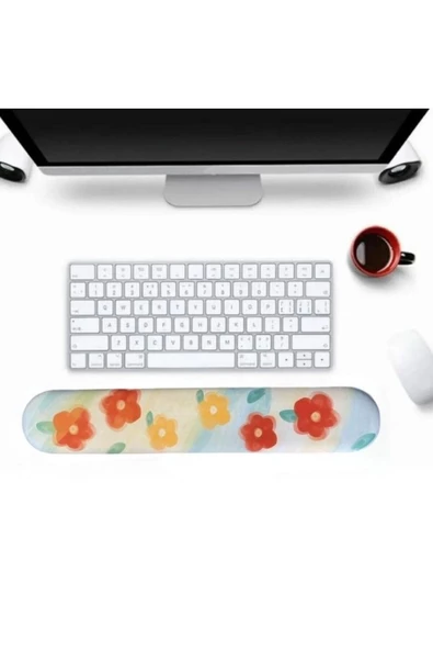 Daytona Desenli Ergonomik Desenli Mouse Pad Ve Bilek Desteği Set - Beyaz-çiçekli - 3