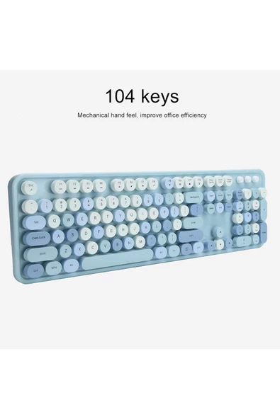 Daytona Mofii Sweet 104 tuşlu PC Notebook Macbook Uyumlu Renkli Klavye Mouse Set Mavi - Resim 6