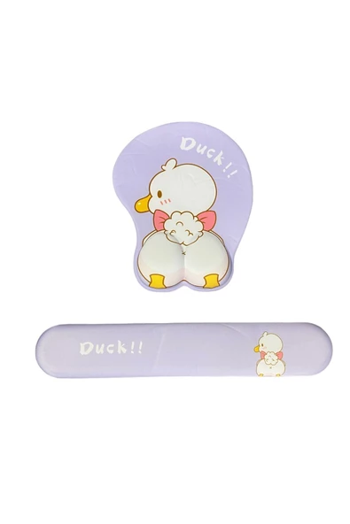 Daytona Desenli Ergonomik Desenli Mouse Pad Ve Bilek Desteği Set Mor - Ördek