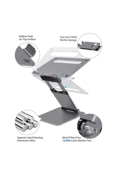 Daytona St-802 Laptop Standı Katlanabilir Ayarlanabilir 10"-17" Macbook Laptop Uyumlu Stand