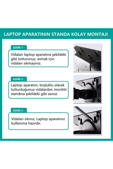 Daytona North Bayou Nb F160l UyumluAmortisörlü 17"-27" Monitör Tutucu Ve 10"-17" Laptop Standı 2023 Tasarım - 6