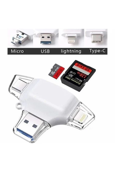 Daytona Hc06 Lightning Usb Type-c Micro To Sd Tf Kart Okuyucu Çevirici Hub Adapter