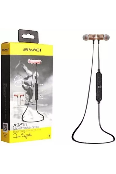 AWEI A921bl Mıknatıslı Kablosuz Spor Bluetooth 4.0 Stereo Kulaklık – Gold