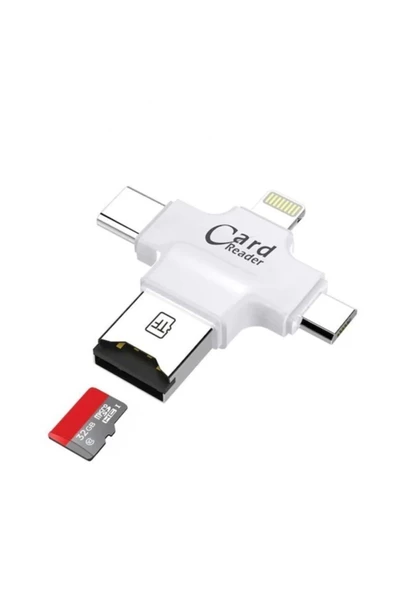 Daytona Hc05 4in1 Type-c Lightning Usb-a Microsd Kart Okuyucu Adaptör - Beyaz