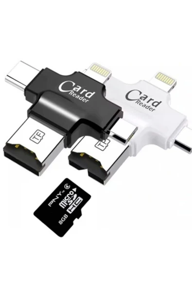 Daytona Hc05 4in1 Type-c Lightning Usb-a Microsd Kart Okuyucu Adaptör - Beyaz - Resim 3