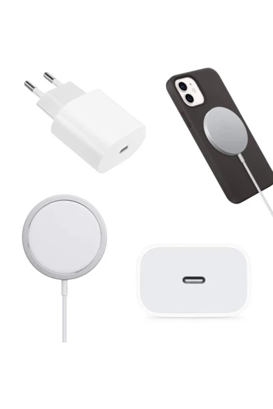 Daytona Iphone 12/12 Pro/ 12 Pro Max/ 12 Mını 5w/5w Uyumlu Kablosuz Wireless Şarj Ve 20w Adaptör Seti - 4