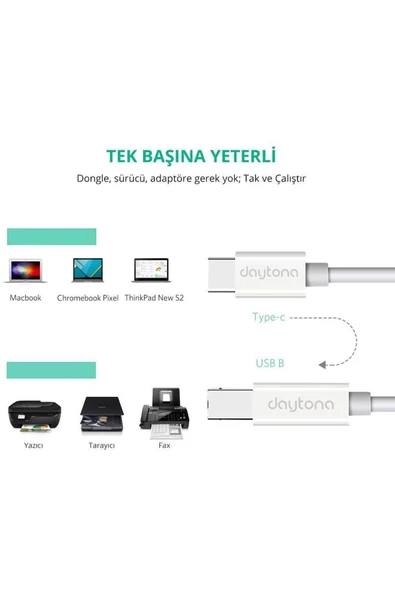 Daytona Tb1-2-1 1,0m Type-c usb B Çevirici Kablo Adaptör - 5