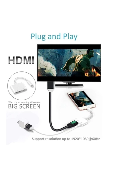 Daytona L8-hl  Iphone Ipad Lightning To 4k' 1080p Hd Hdmı Lightning Okuyucu Çevirici Uyumlu - 5