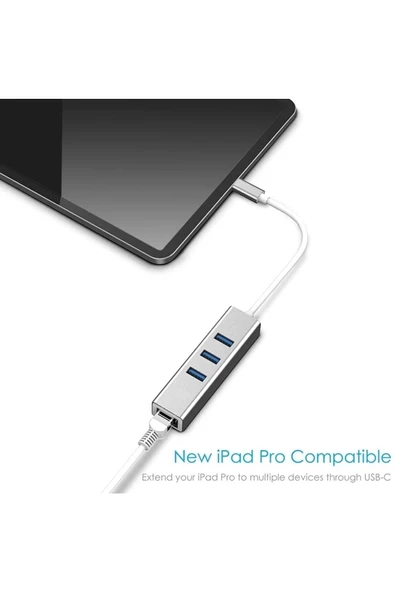 Daytona Fc05-g Type-c To 3 X 3.0 Usb Rj45 Gigabit 1000mbps Lan Ethernet Çevirici Macbook Uyumlu - 7