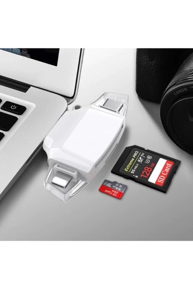 Daytona Hc06 Lightning Usb Type-c Micro To Sd Tf Kart Okuyucu Çevirici Hub Adapter - Resim 5