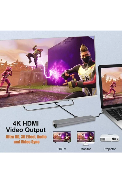 Daytona Cf04 Macbook Uyumlu Type- To 4k Hdmı Usb3 Ethernet 8ın1 Çevirici Adaptör - 5