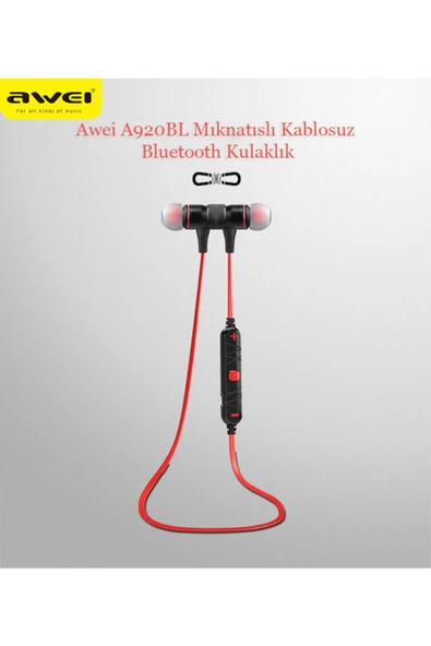 AWEI Mıknatıslı Kablosuz Bluetooth Kulaklık A920bl-kırmızı