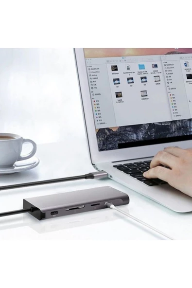 Daytona Fc-09 Type-c To Hdmı Rj45 Sd Kart Usb 3.0 X 2 Vga Macbook Uyumlu 11ın1 Çevirici Adaptör - 2