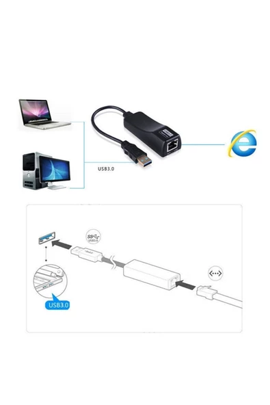 Daytona Fc-13 Usb Uyumlu  3.0 1000mbps Yüksek Hızlı Gigabit Ethernet Lan Ağ Adaptör Rj45 Çevirici - 6