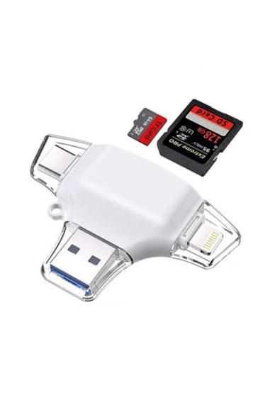 Daytona Hc06 Lightning Usb Type-c Micro To Sd Tf Kart Okuyucu Çevirici Hub Adapter ürün görseli 1