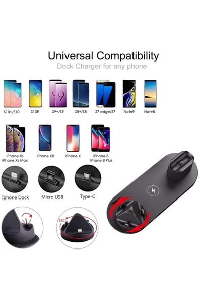 Daytona Bw06-s Wireless Iwatch Airpods Iphone Samsung Kablosuz Hızlı Şarj Standı &18w Adaptör - 3
