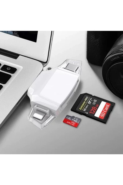 Daytona Hc06 Lightning Usb Type-c Micro To Sd Tf Kart Okuyucu Çevirici Hub Adapter - 4